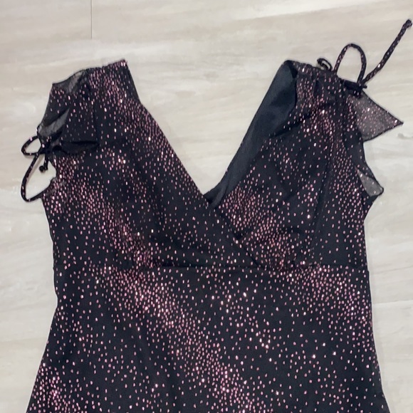 Vintage 90s Byer Too Black Midi Dress Sparkle, Size Medium - Picture 4 of 9